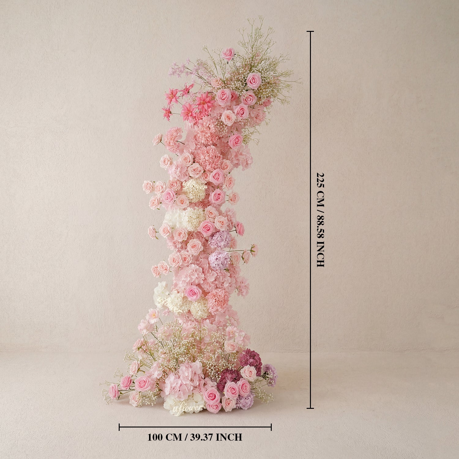 Uflower Pink White Floral Horn Arch Wedding Party Backdrop Decor SET80238
