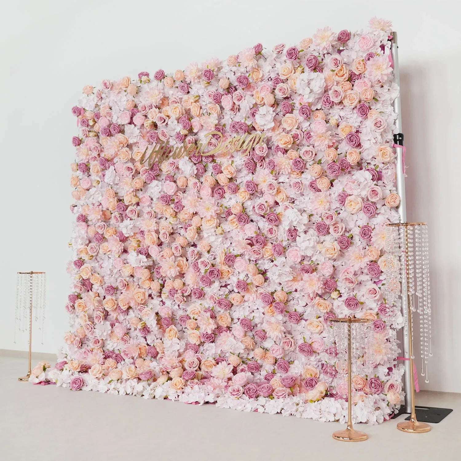 Uflower Artificial Pink Champagne Rose 5D Wedding Flower Wall SET80093 - Uflower
