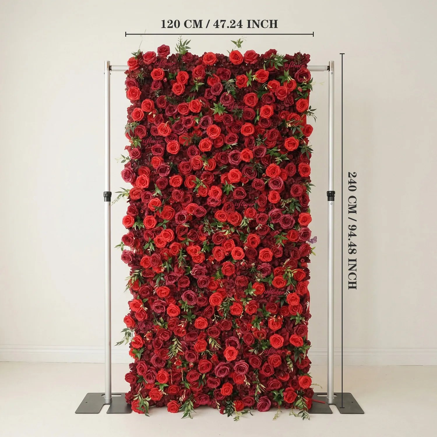 Uflower Red Rose Floral Wall Wedding Backdrop Birthday Party Decor SET80118-01