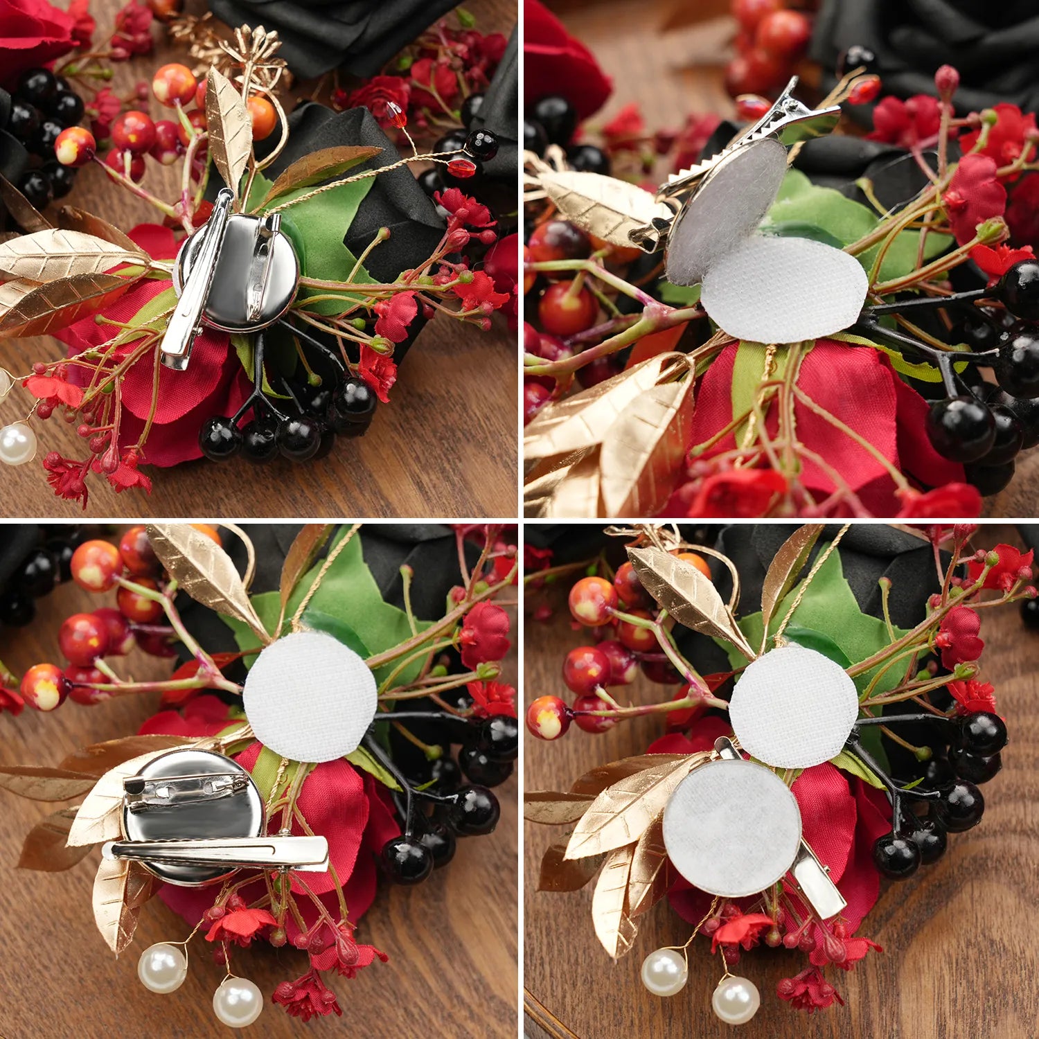 Uflower Black & Red Boutonnieres for Weddings & Events MG80011-03*6