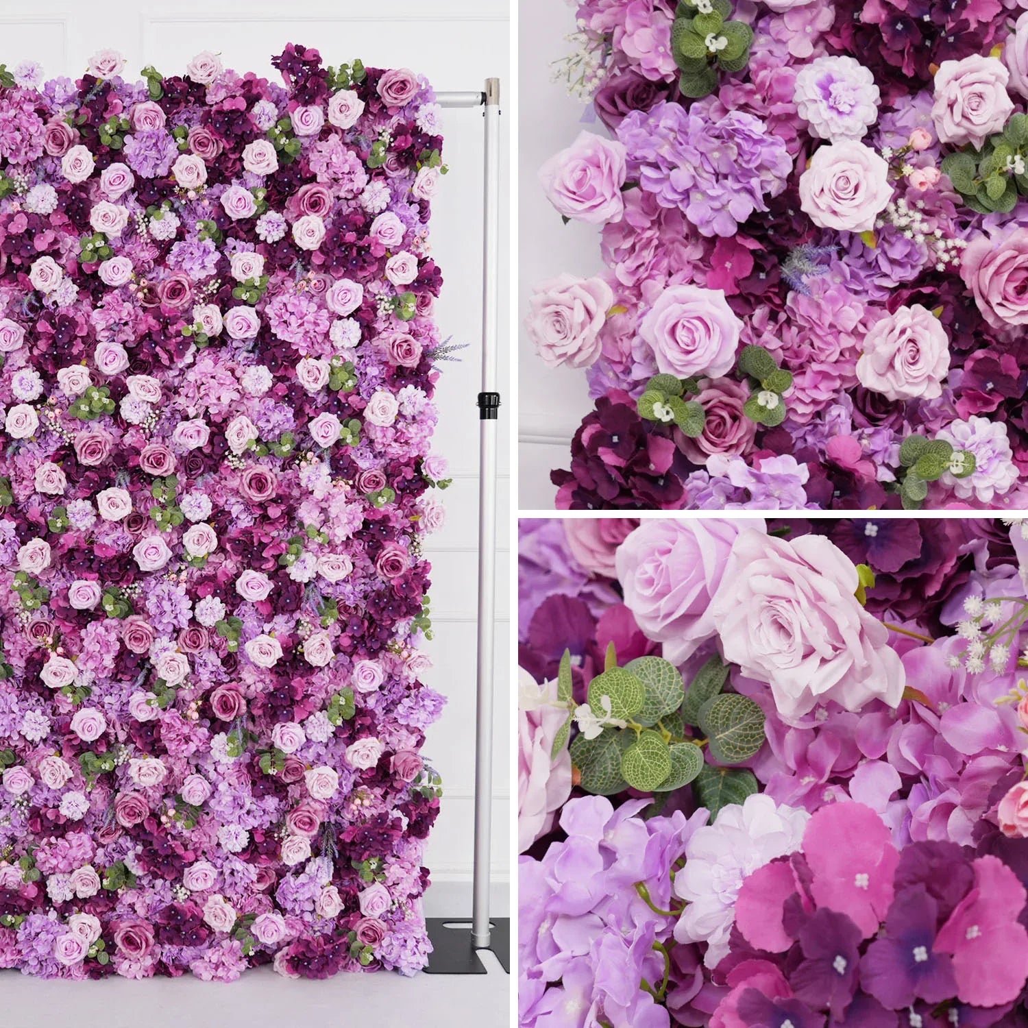 Uflower Purple Rose Flower Wall Backdrop Wedding Party Decoration SET80035 - Uflower