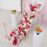 Uflower Pink Rose Table Runner Sofa Floral Wedding Backdrop Decor MC80281-01