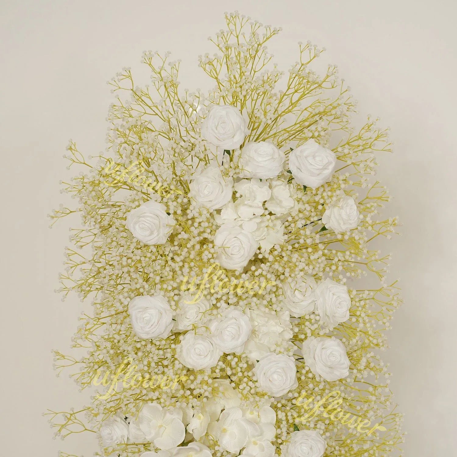 Uflower White Rose Baby Breath Wedding KT Backdrop Floral Arrangement SET80208 - Uflower