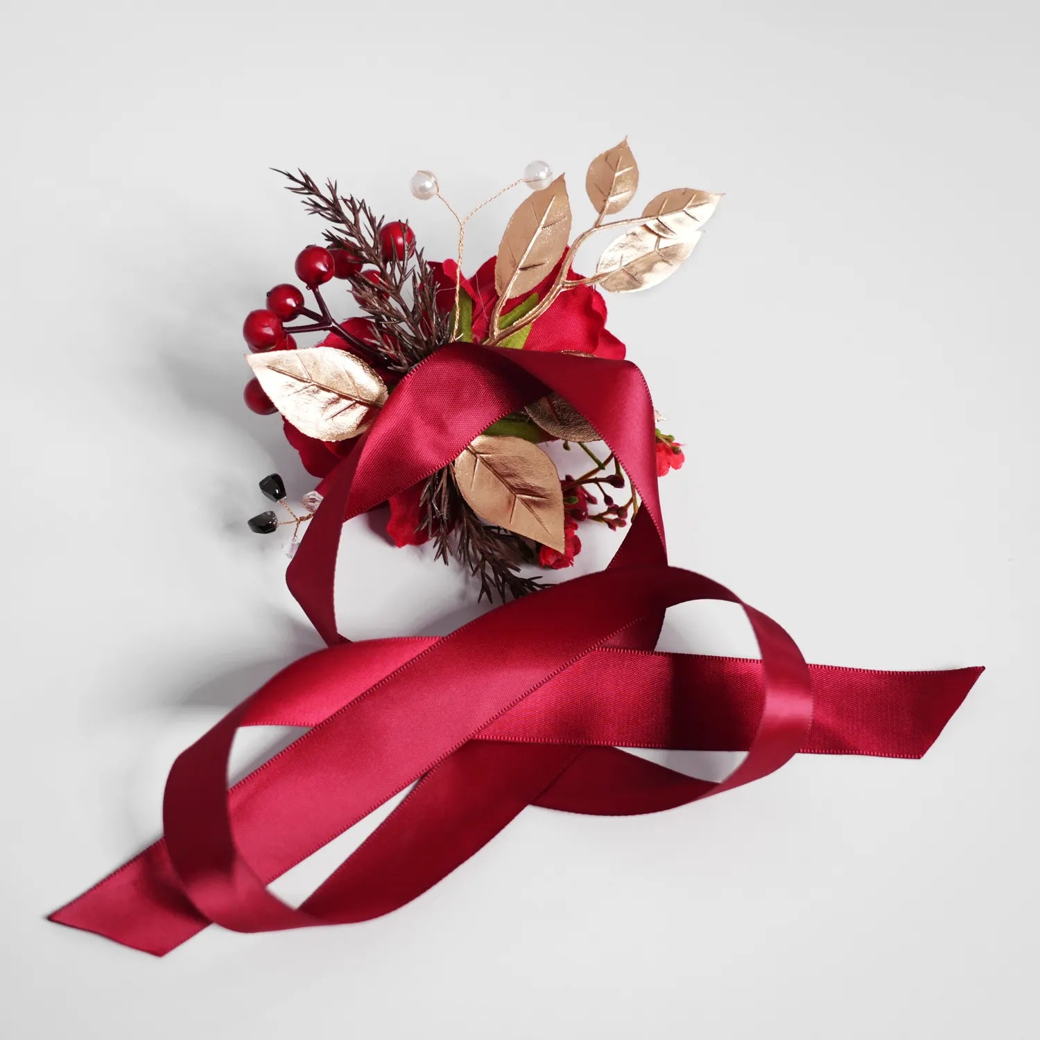 Uflower Wrist Corsages in Red MG80002-04*6