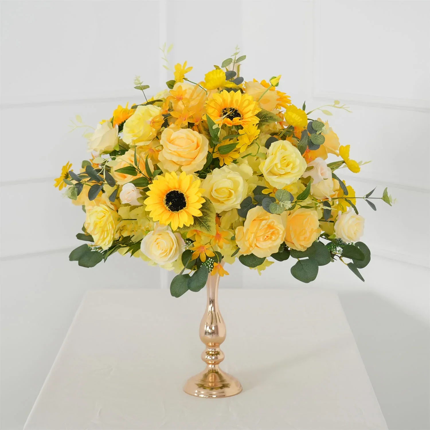 Uflower Yellow Rose Sunflower Table Runner Sofa Floral Wedding Backdrop Decor SET80150 - Uflower