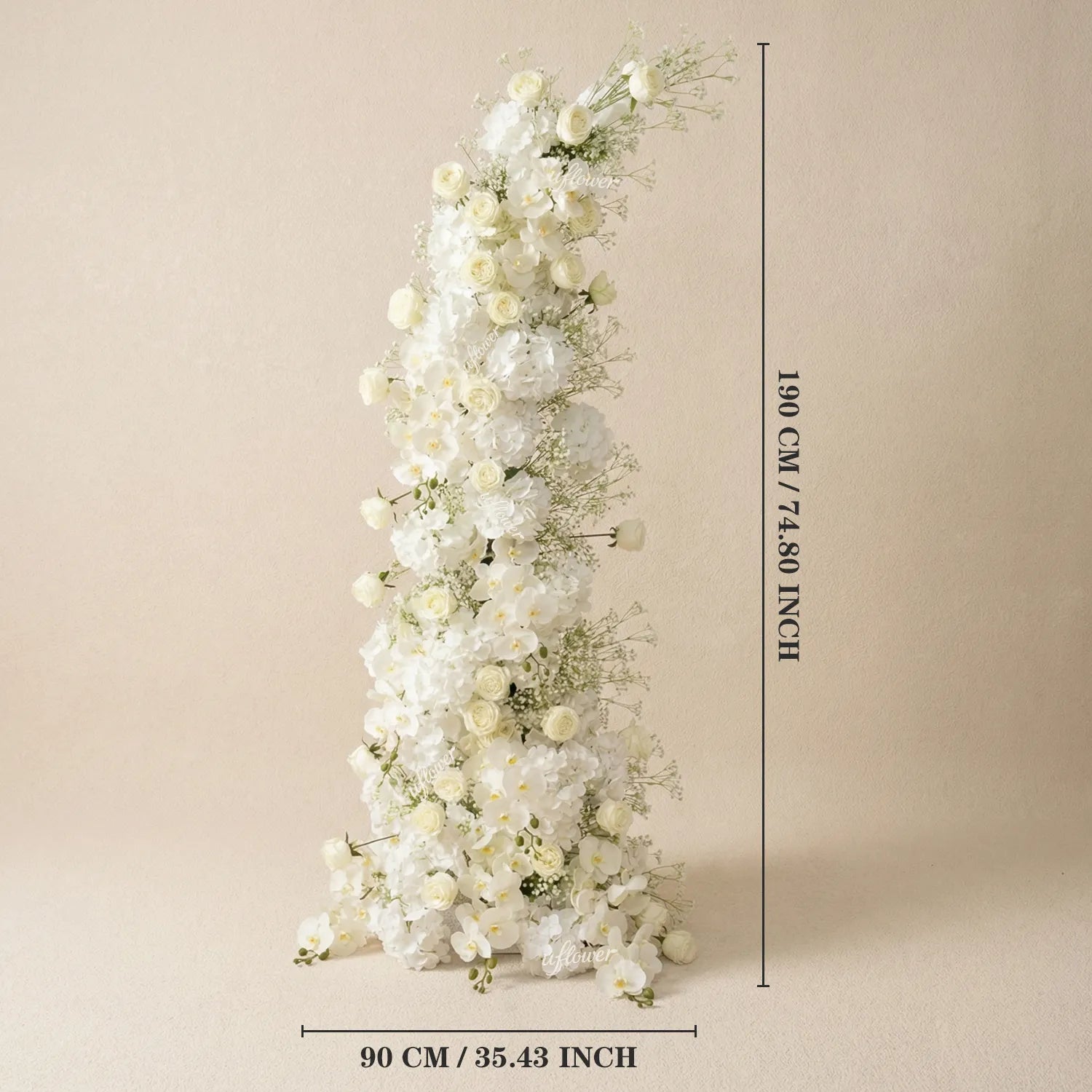 Uflower Baby's Breath White Floral Horn Arch Wedding Party Backdrop Decor SET80231