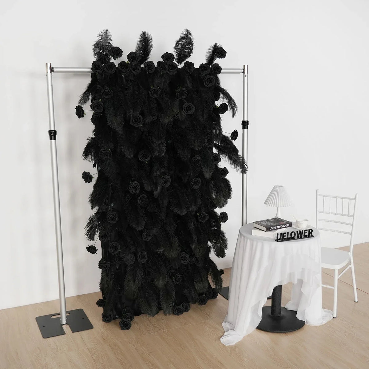 Uflower Artificial Black 5D Flower Wall Wedding Backdrop Decoration MA80034-01 - Uflower