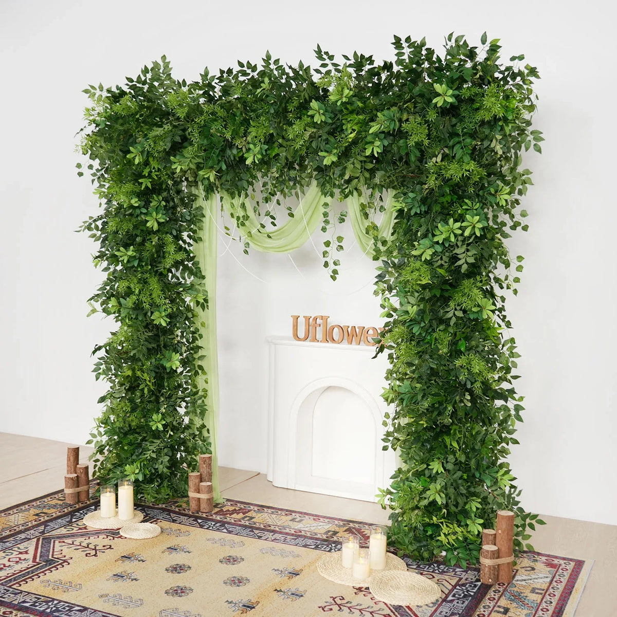 Uflower Green Series Wedding Backdrop Arch Decor Floral Arrangement SET80110 - Uflower
