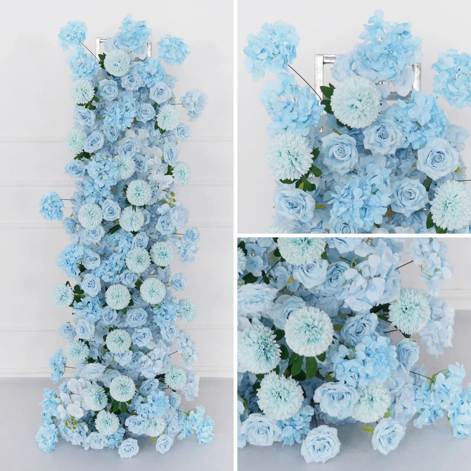 Uflower Blue Rose Orchid Pompoms Wedding Background Arch KT Board Decorative Flower SET80084 - Uflower