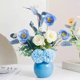 Uflower Blue Bottle Artificial Floral Arrangement Table Decor MH80002-01