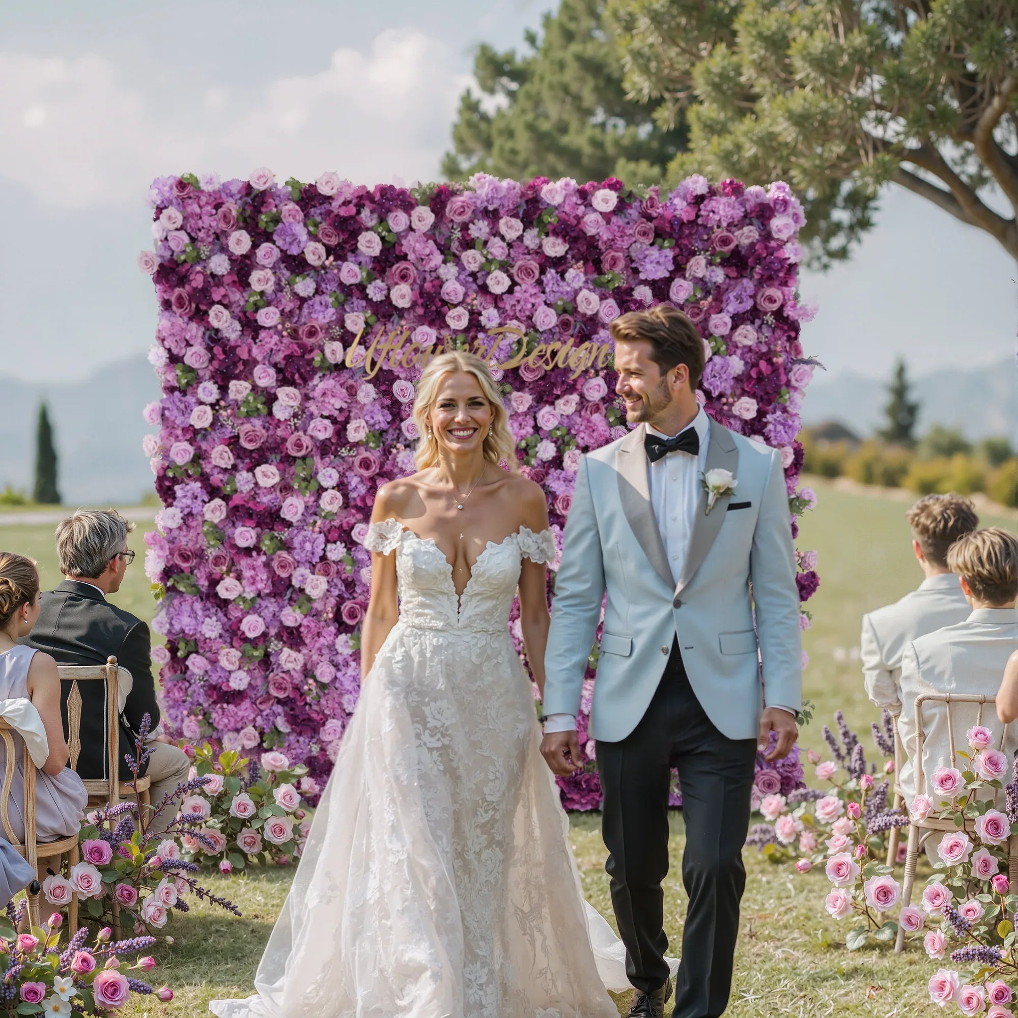 Uflower Purple Rose Flower Wall Backdrop Wedding Party Decoration SET80035 - Uflower