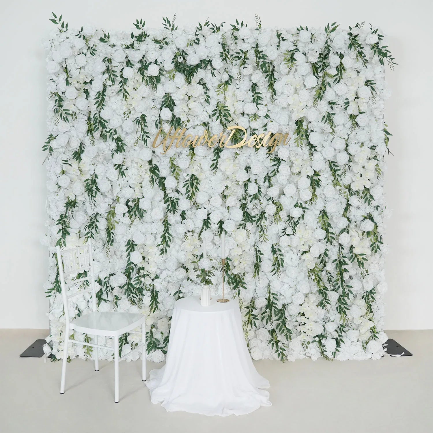 Uflower Artificial White Rose 5D Wedding Flower Wall SET80095 - Uflower