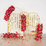 Uflower Artificial Red Rose Babysbreath Green Leaf Flower Row Wedding KT Backdrop Decor MC80131 - Uflower