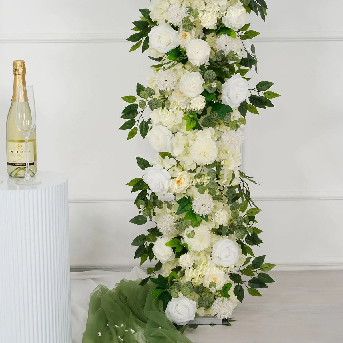 Uflower White Rose Greenery Floral Door Arch Wedding Party Backdrop Decoration SET80199 - Uflower