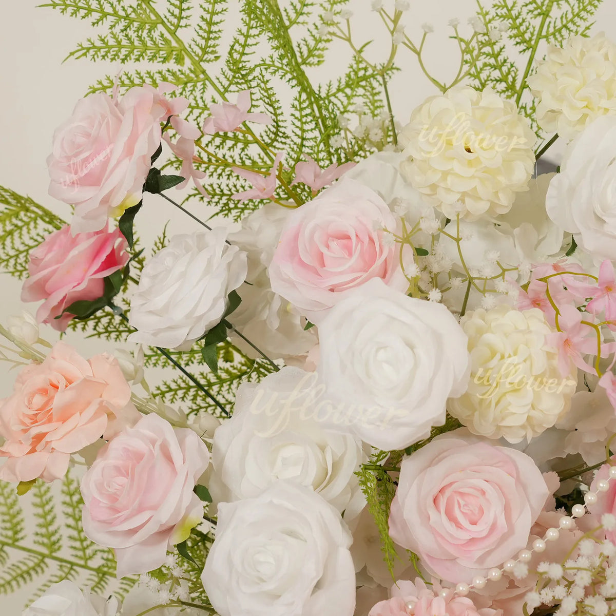 Uflower White Pink Floral Arrangement Wedding Party Arch Backdrop Decor SET80216