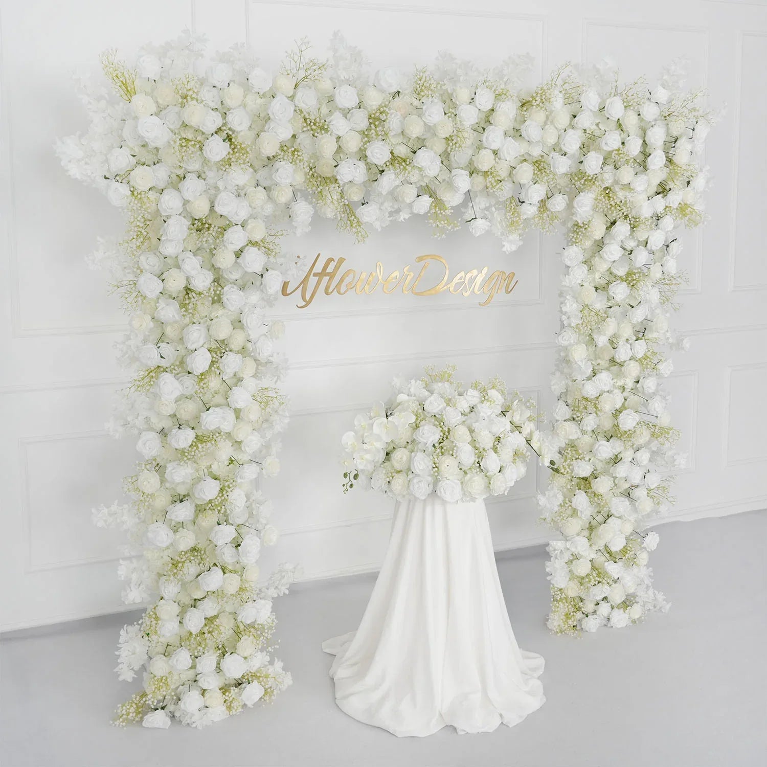 Uflower White Baby breath Rose Wedding Backdrop Arch Decor SET80064-01 - Uflower
