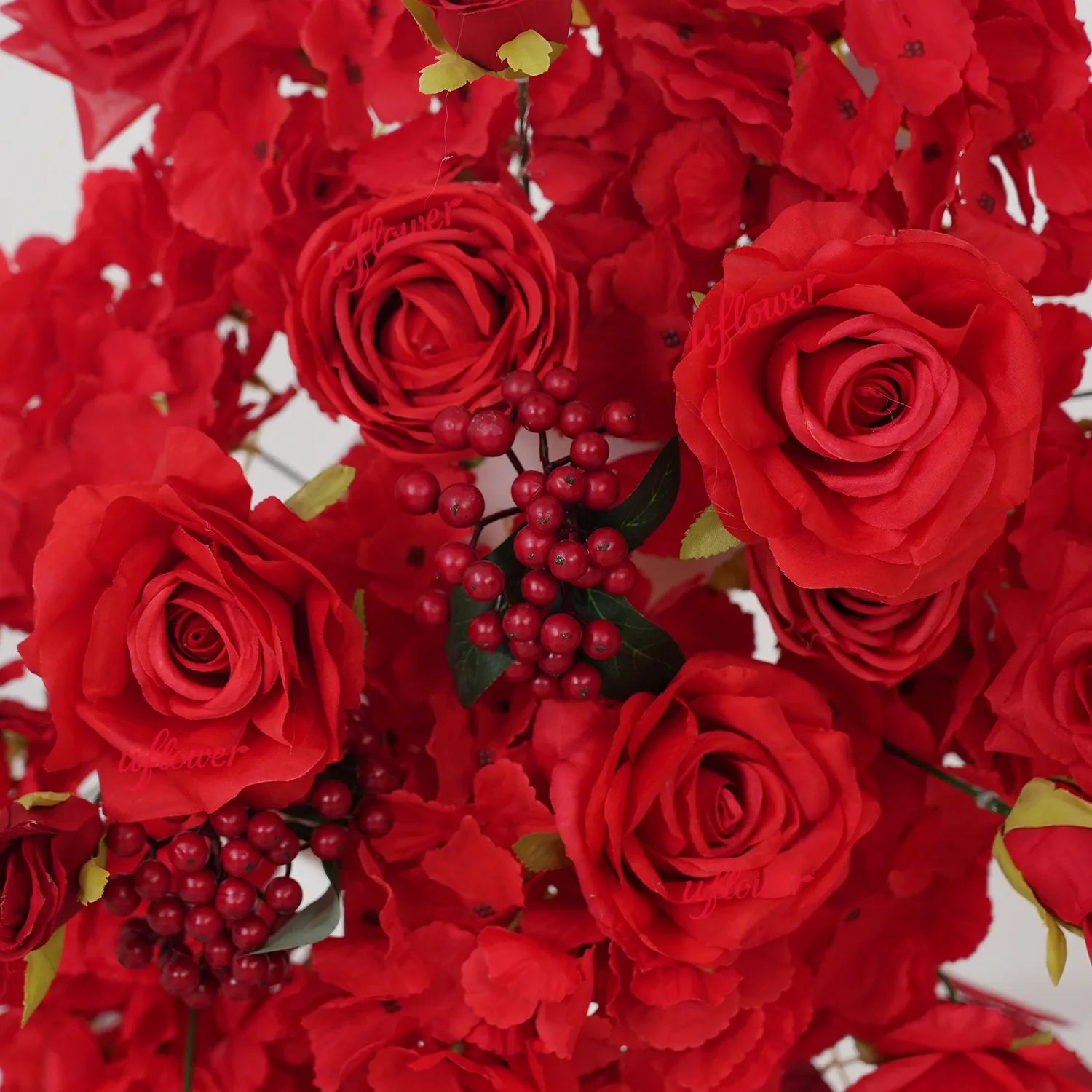 Uflower Artificial Red Rose Wedding KT Backdrop Flower Row Decor SET80203