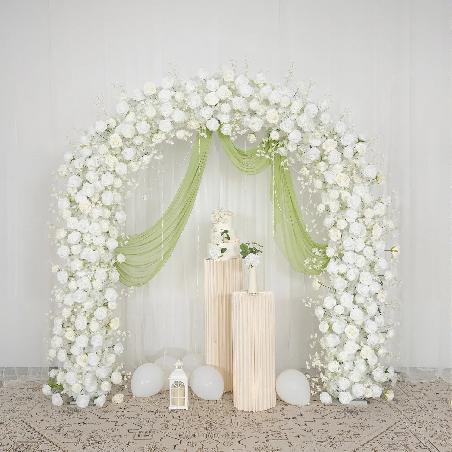 Uflower White Rose Floral Door Arch Wedding Party Backdrop Decoration SET80124 - Uflower