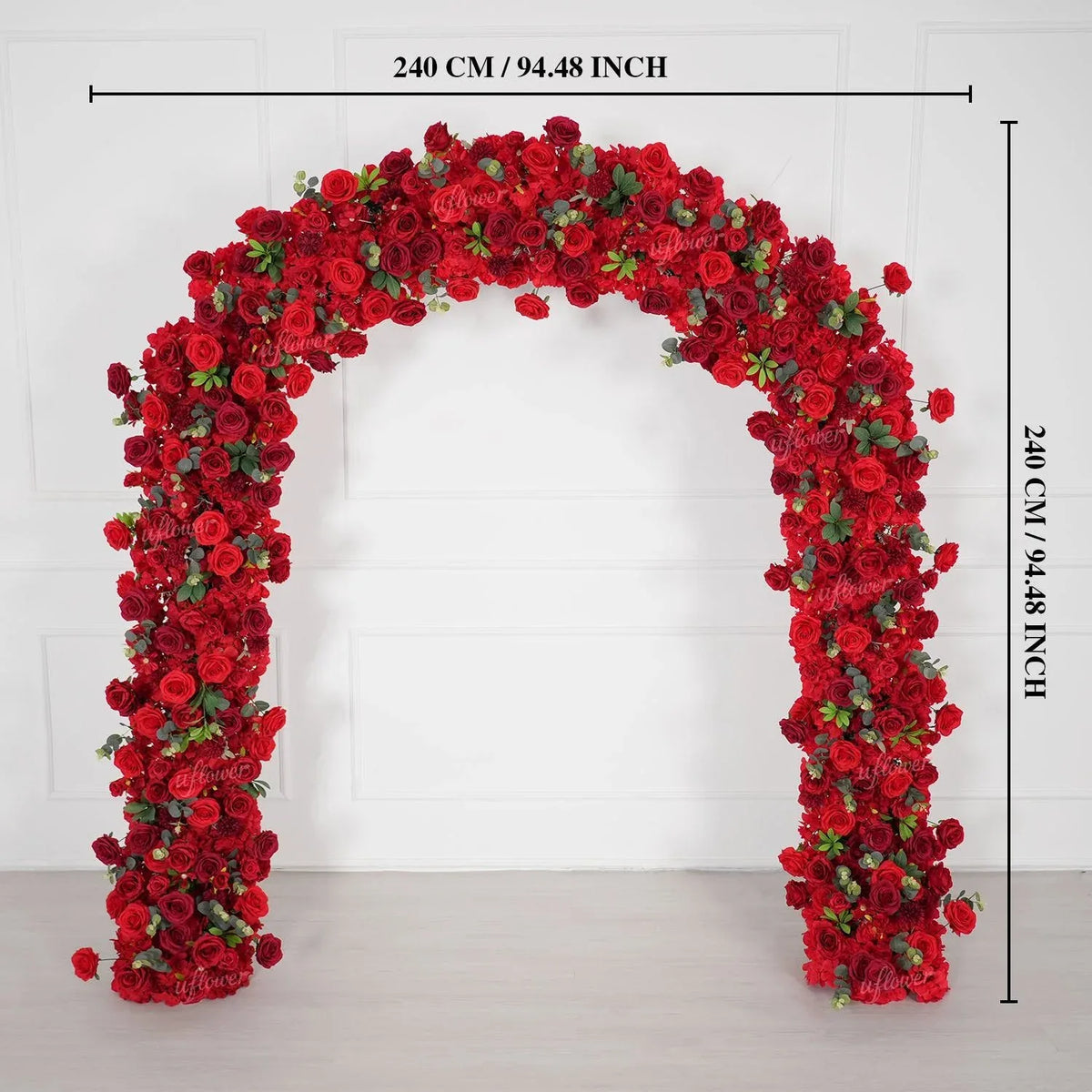 Uflower Red Rose Greenery Floral Door Arch Wedding Party Backdrop Decoration SET80174 - Uflower