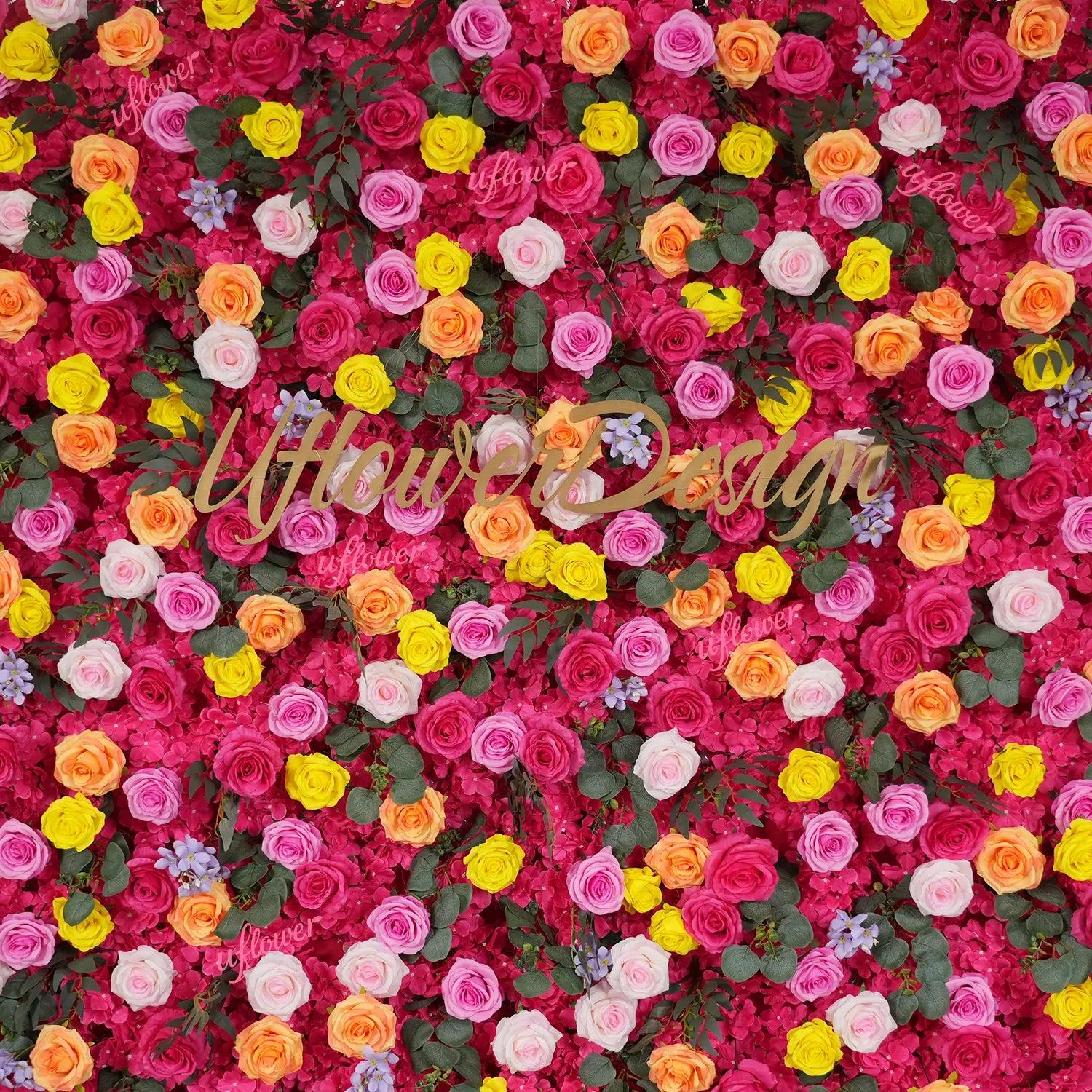 Uflower Coral Rose & Orange Floral Wall Wedding Backdrop Birthday Party Decor SET80240