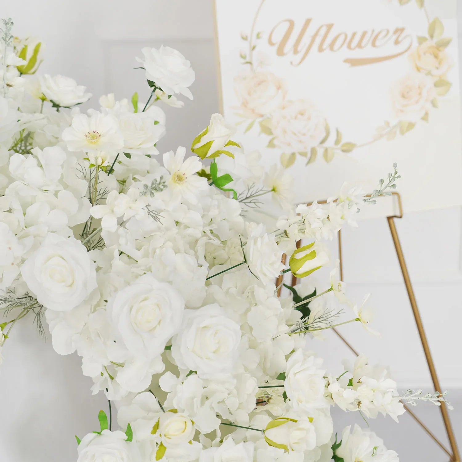 Uflower White Rose Sofa Table Runner Floor Flower Arrangement SET80099 - Uflower