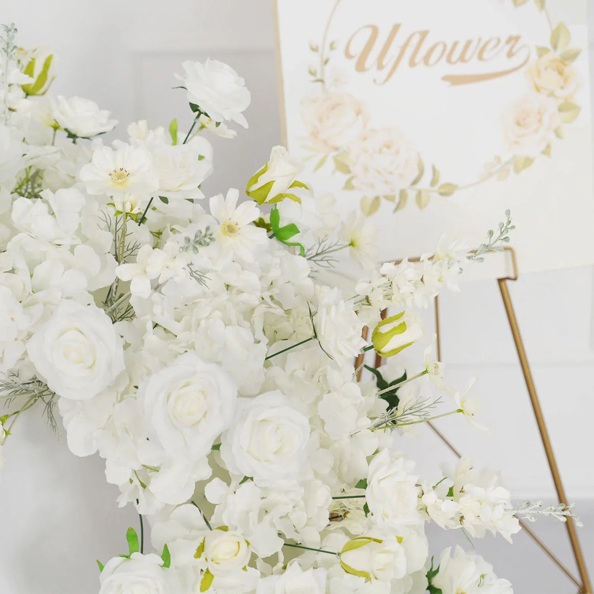 Uflower White Rose Sofa Table Runner Floor Flower Arrangement SET80099 - Uflower
