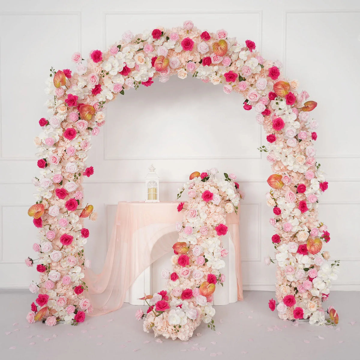 Uflower Pink Rose Floral Door Arch Wedding Party Backdrop Decoration SET80206 - Uflower