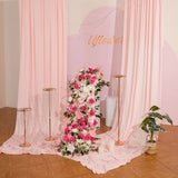 Uflower Décoration florale rose pour toile de fond de mariage, rangée de fleurs pour fête MC80083-01