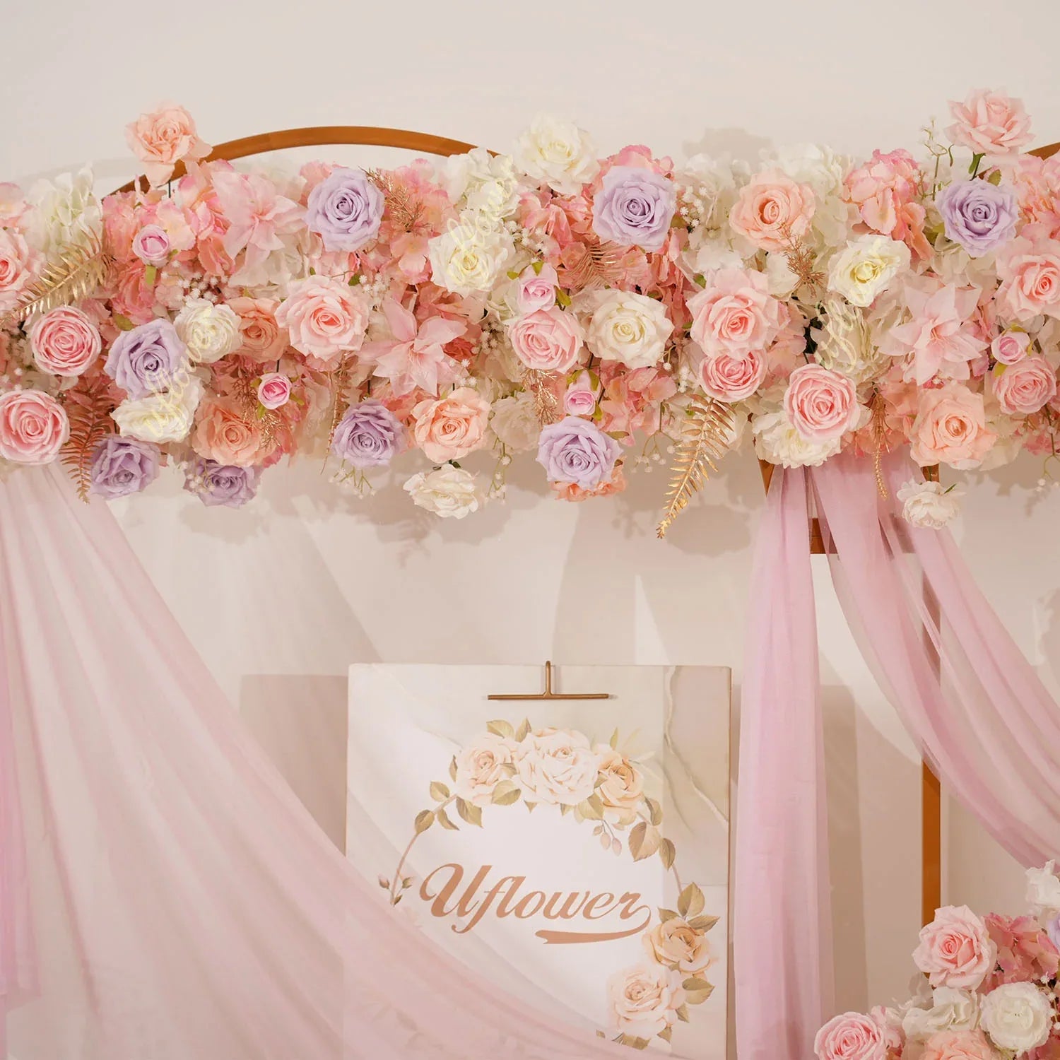 Uflower Pink Purple Rose Floral Door Arch Wedding Party Backdrop Decoration MC80127 - Uflower