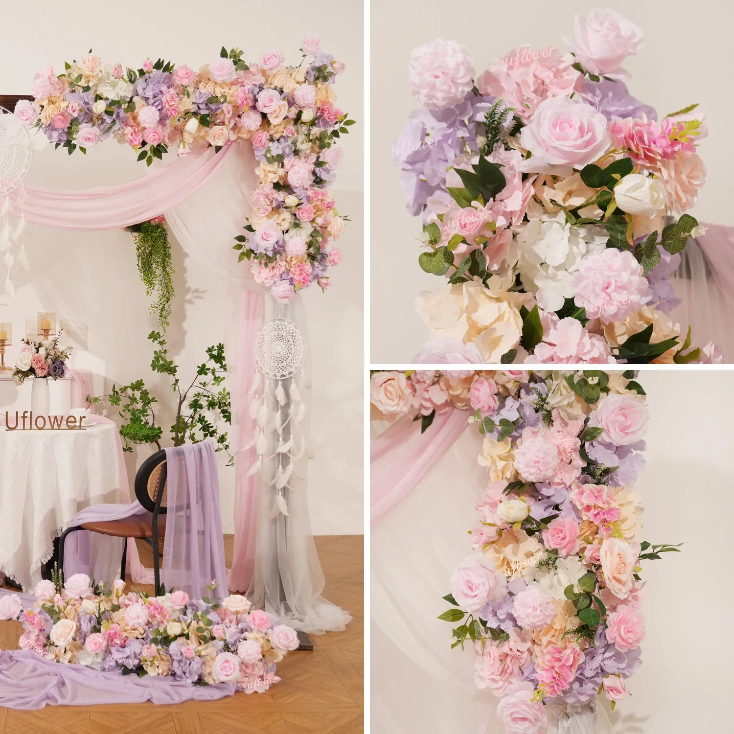 Uflower 100CM Mixcolor Flower Backdrops Wall Flower Row Decor MC80242-01