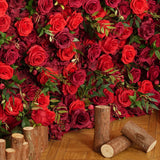 Toile de fond murale florale rose rouge Uflower Décoration de fête d'anniversaire de mariage ENSEMBLE80118-01