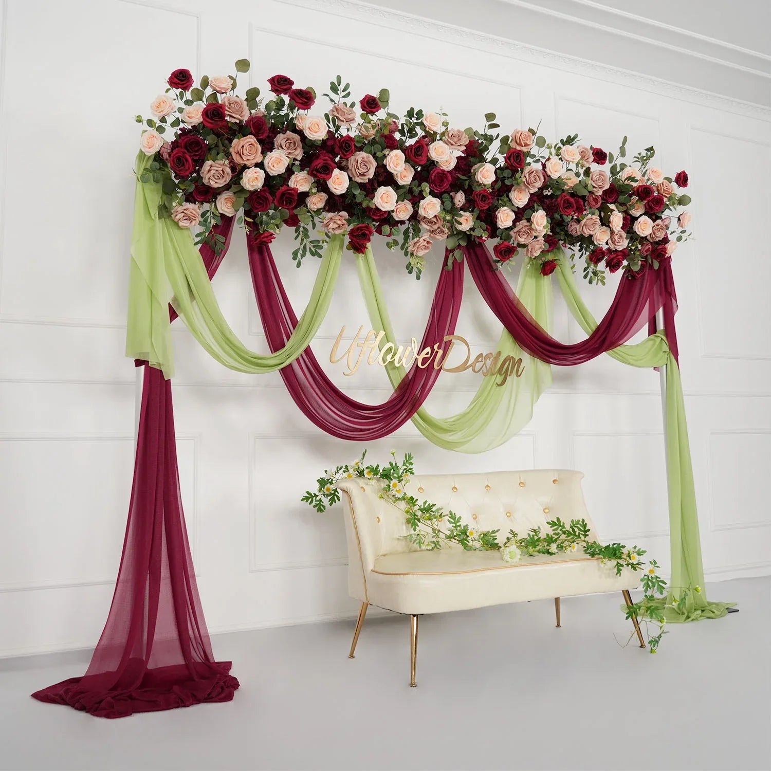 Uflower Artificial Rose Flower Row Wedding KT Backdrop Decor MC80062-01 - Uflower
