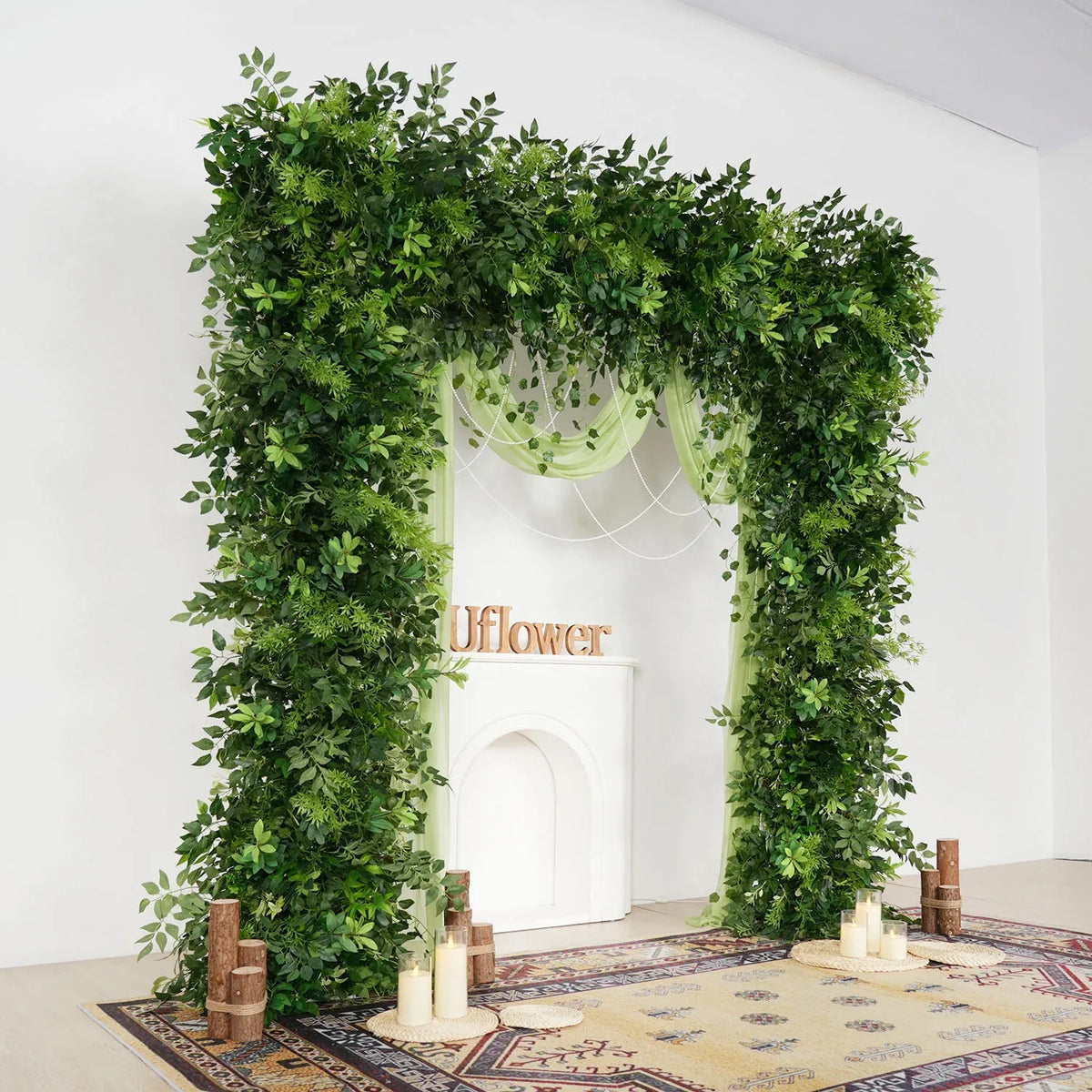 Uflower Green Series Wedding Backdrop Arch Decor Floral Arrangement SET80110 - Uflower