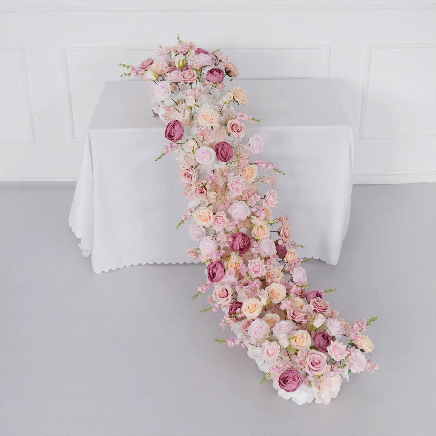 Uflower Pink Rose Sofa Table Runner Floor Flower Arrangement MC80024 - Uflower