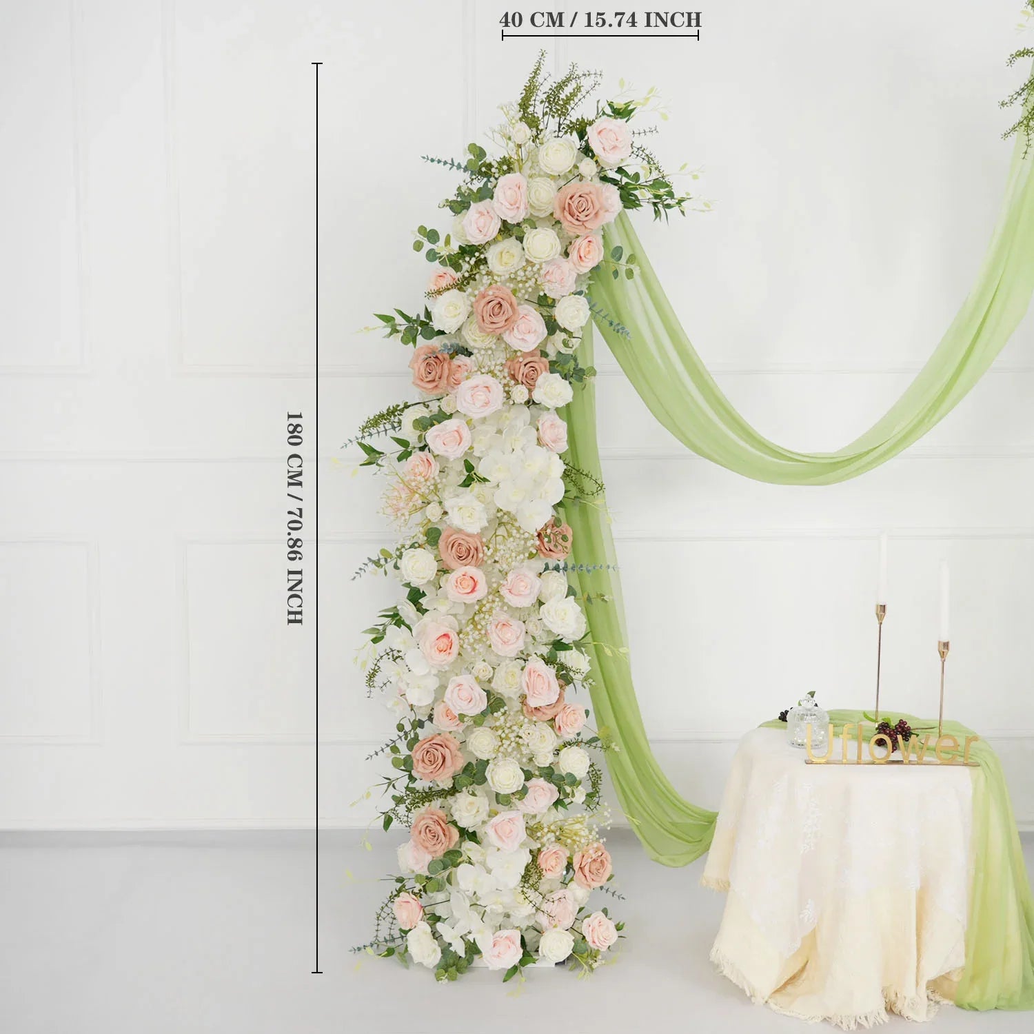 Uflower White 5D Horn Arch Flower Wedding Decor SET80060 - Uflower