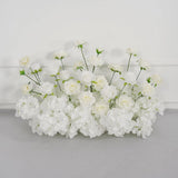 Uflower White Rose Table Runner Sofa Floral Wedding Backdrop Decor SET80120 - Uflower
