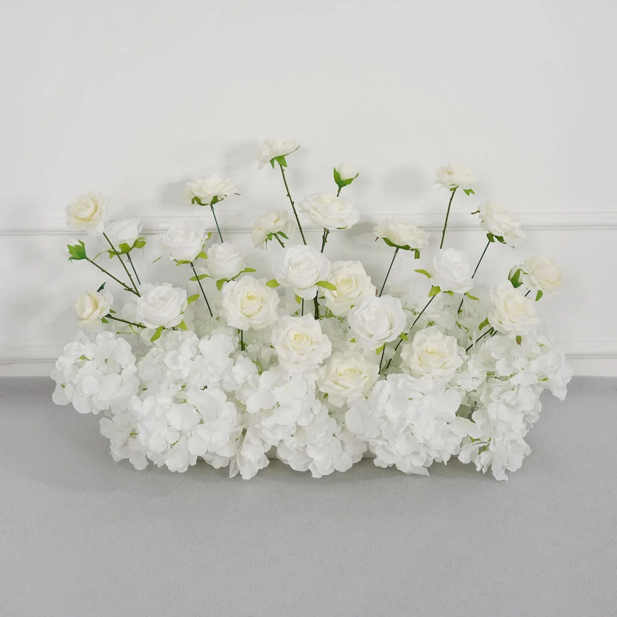 Uflower White Rose Table Runner Sofa Floral Wedding Backdrop Decor SET80120 - Uflower