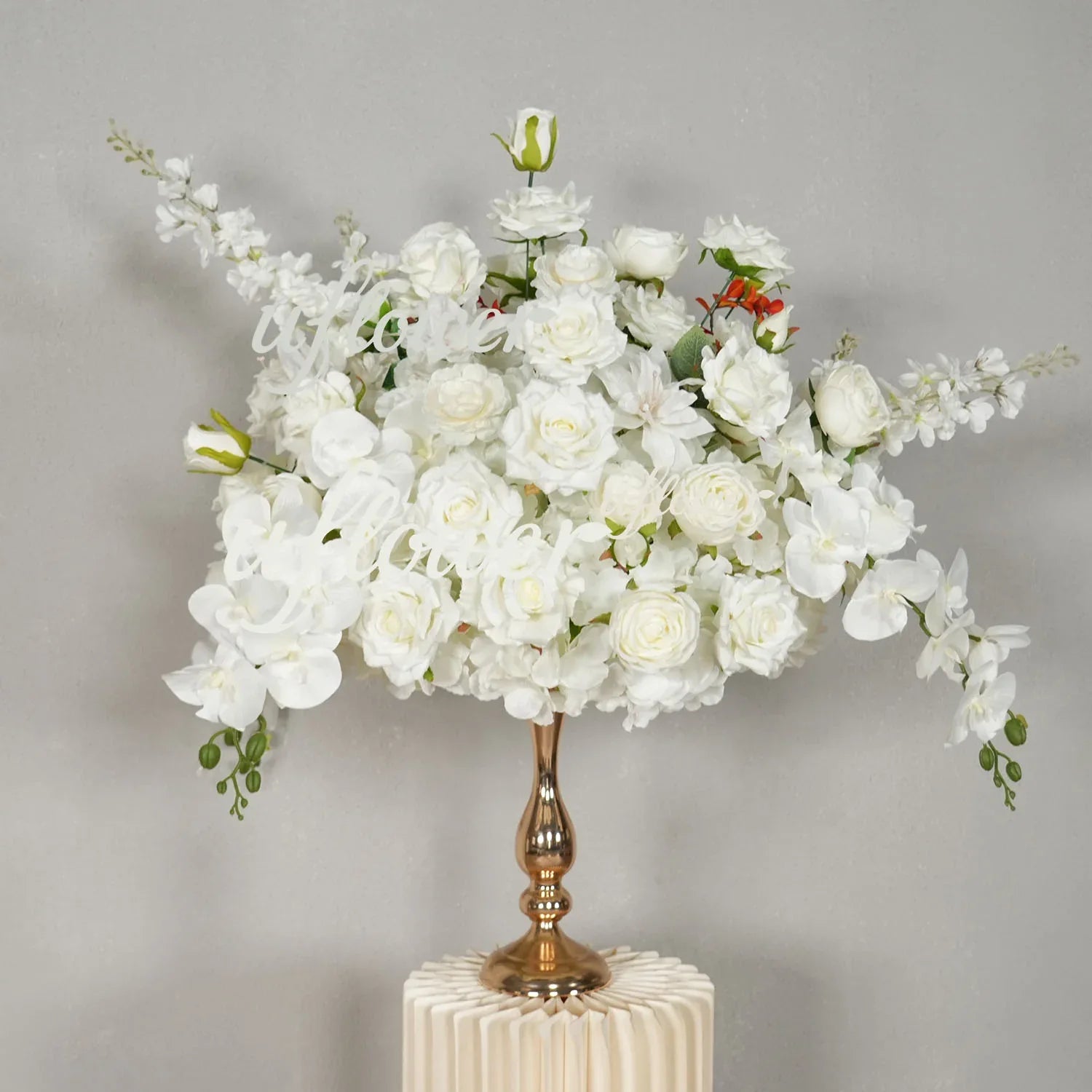 Uflower White Rose Table Runner Sofa Floral Wedding Backdrop Decor SET80146 - Uflower