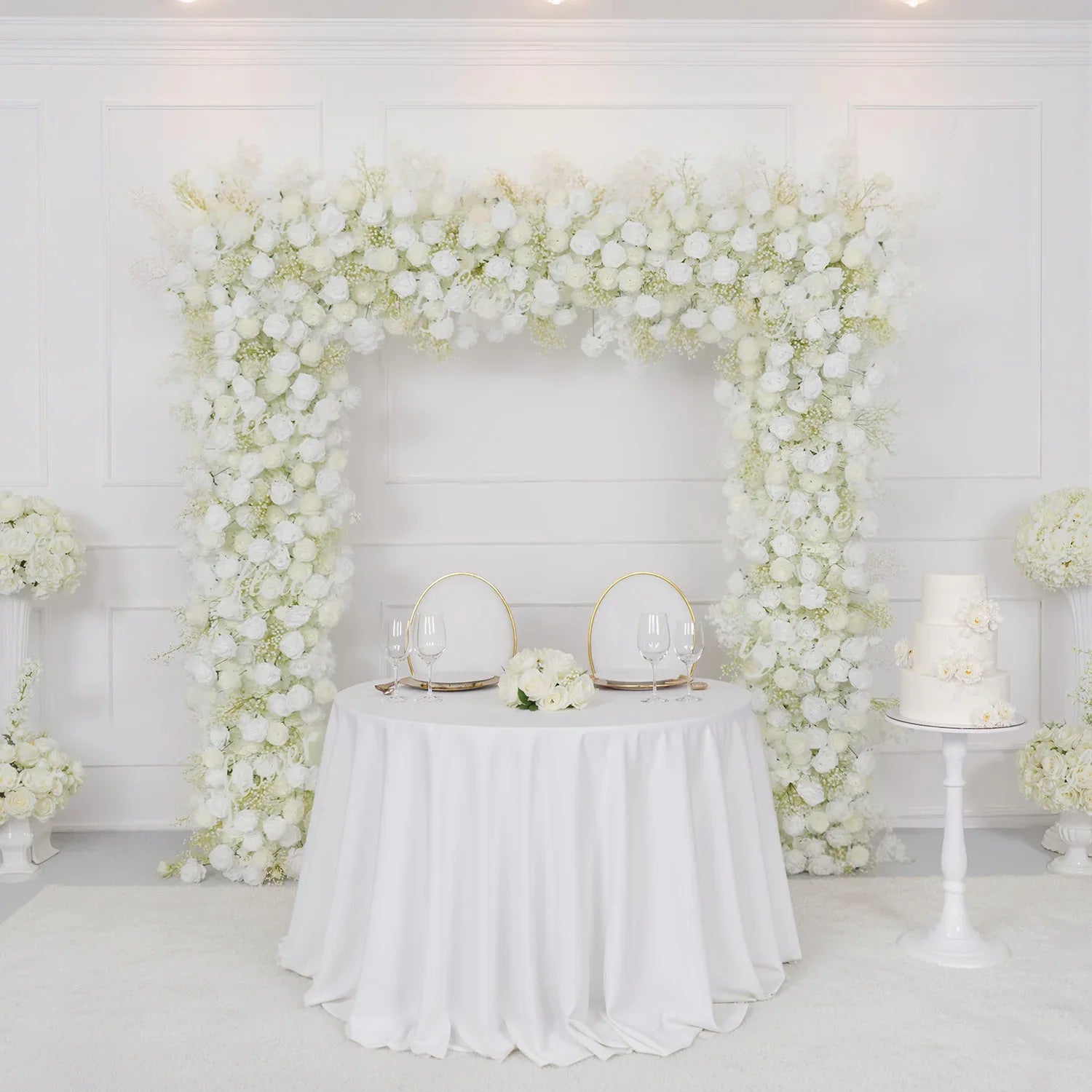 Uflower White Baby breath Rose Wedding Backdrop Arch Decor SET80064-01 - Uflower