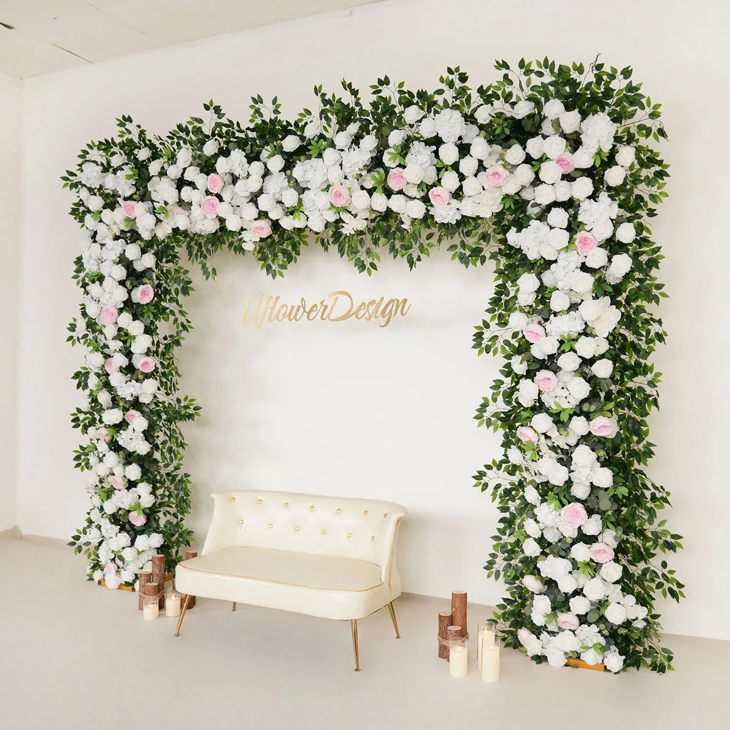Uflower White Rose Wedding Background Flower Arrangement Arch Decoration SET80002-01 - Uflower