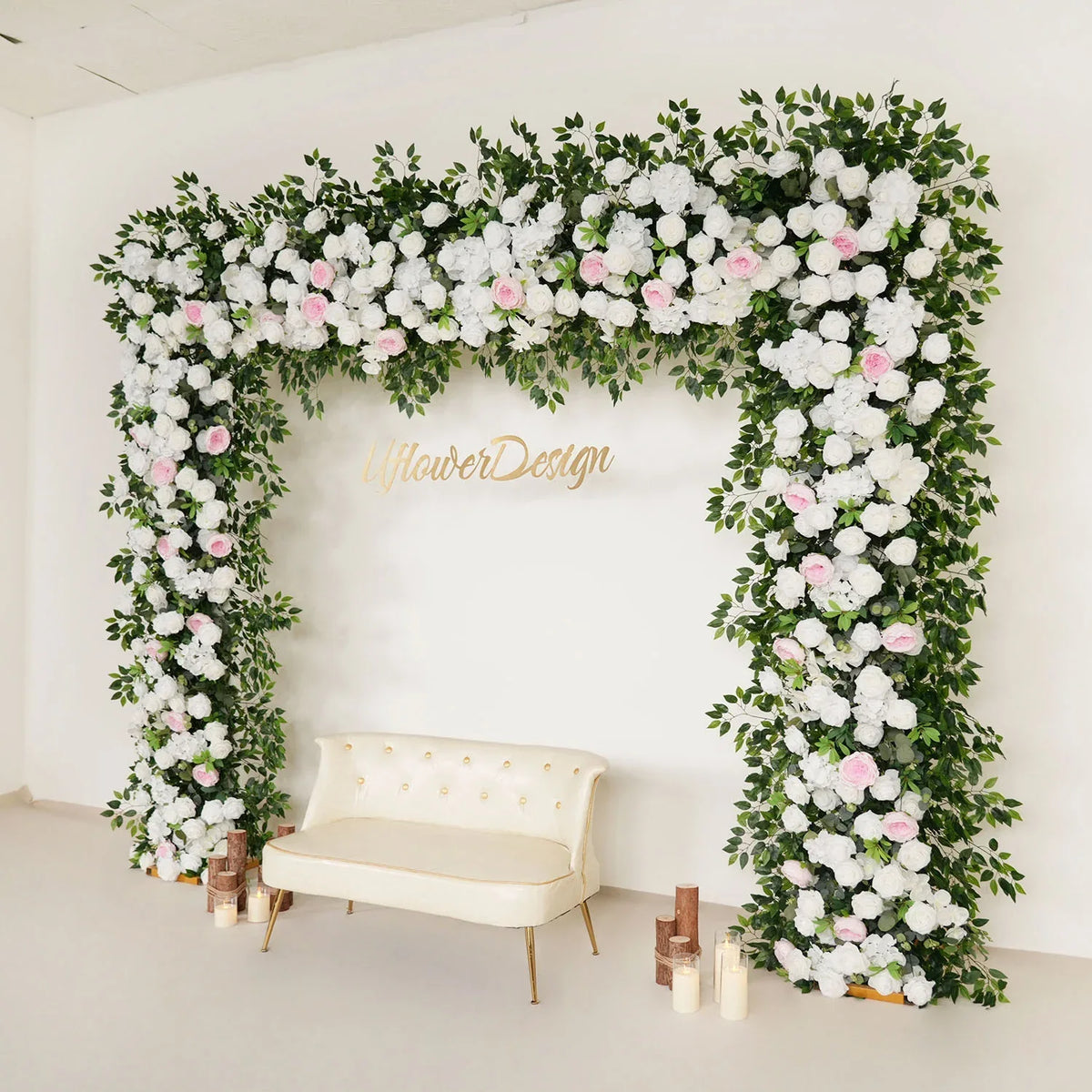 Uflower White Rose Wedding Background Flower Arrangement Arch Decoration SET80002-01 - Uflower