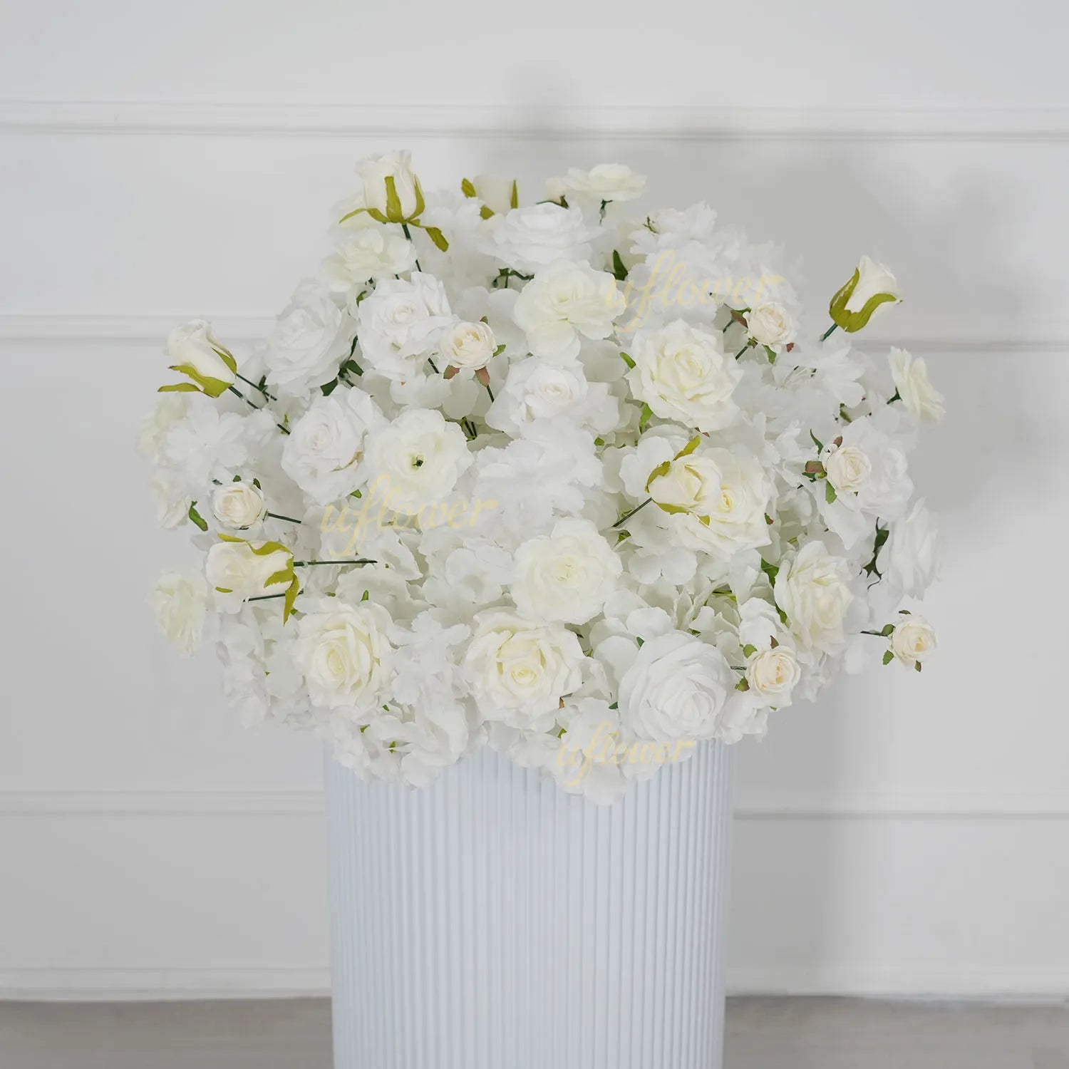 Uflower White Table Centerpiece Floral Ball Wedding Table Decoration MB80093-01