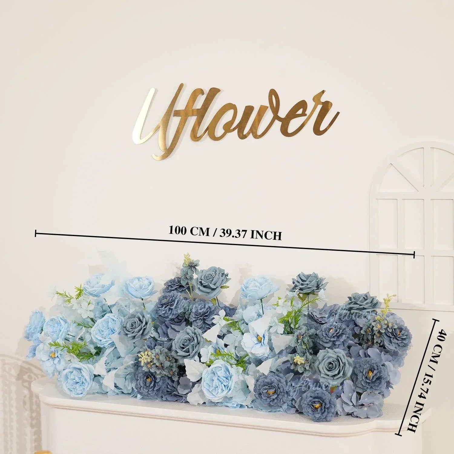 Uflower Smog-Blue Flower Row Decor KT Board Wedding Arrangement Props SET80178 - Uflower