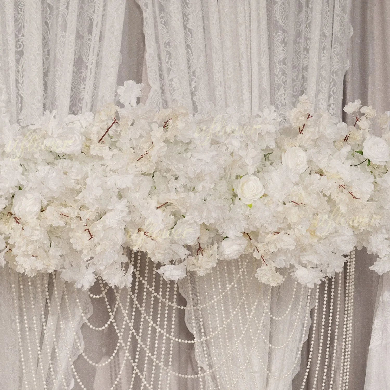 Uflower White Cherry Blossoms Wedding Background KT Board Decoration MC80205 - Uflower