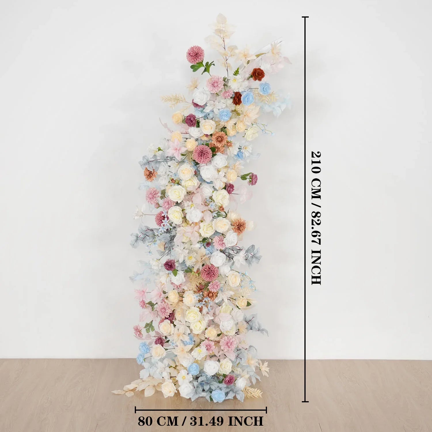 Uflower Pink Blue Champagne Horn Arch Decor Wedding Backdrop Floral Ball Arrangement SET80119 - Uflower