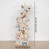Uflower Pink Blue Champagne Horn Arch Decor Wedding Backdrop Floral Ball Arrangement SET80119 - Uflower