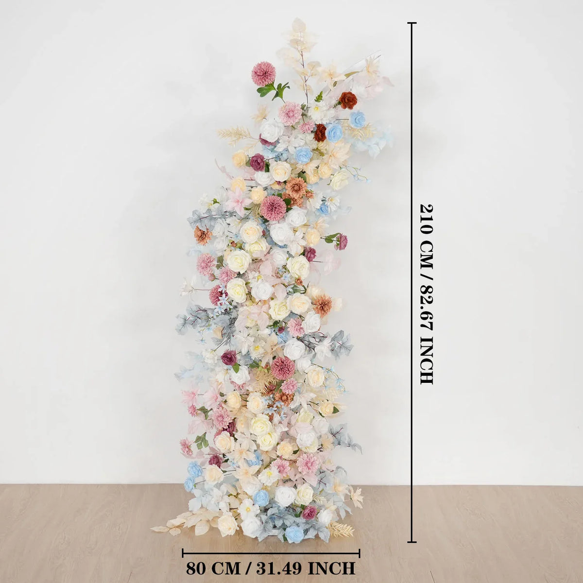 Uflower Pink Blue Champagne Horn Arch Decor Wedding Backdrop Floral Ball Arrangement SET80119 - Uflower