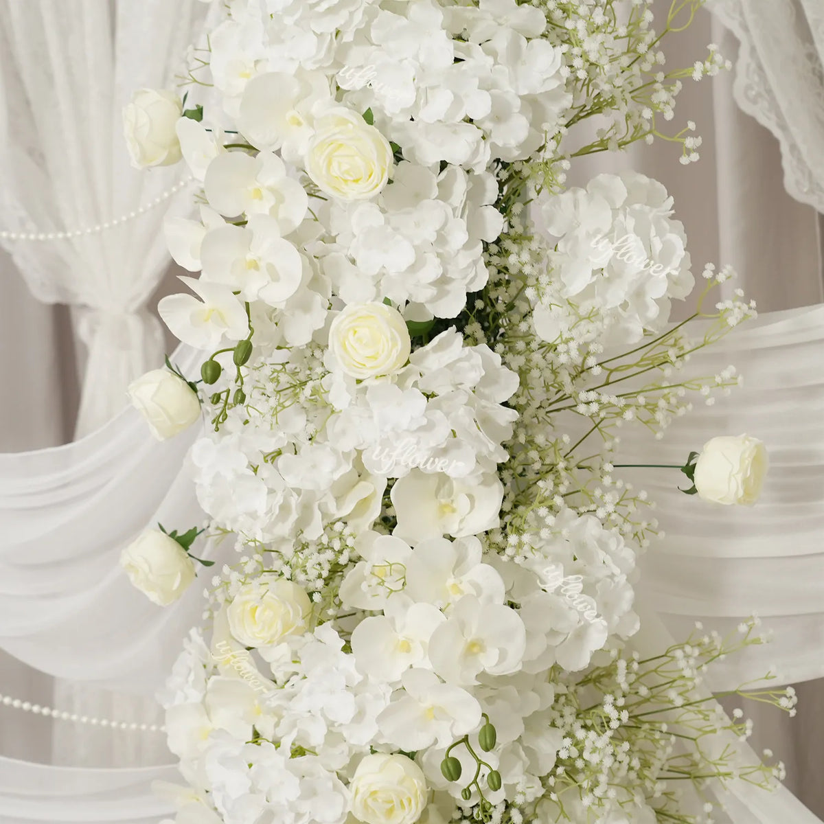 Uflower Gypsophile Blanc Arche Florale Corne Décoration de Toile de Fond pour Fête de Mariage SET80231