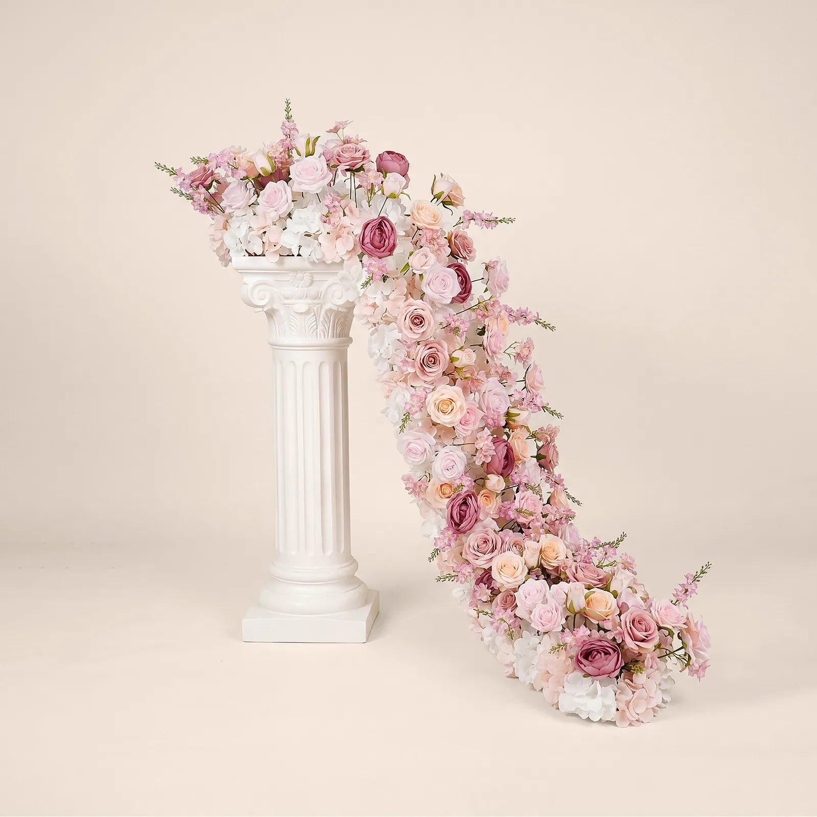 Uflower 200cm Pastel Pink & White Flower Row with Drapes MC89003-02