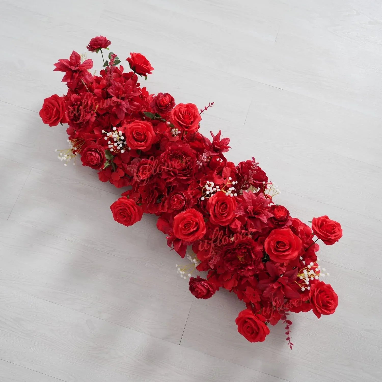 Uflower Artificial Red Wedding KT Backdrop Flower Row Decor SET80171 - Uflower